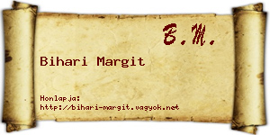 Bihari Margit névjegykártya